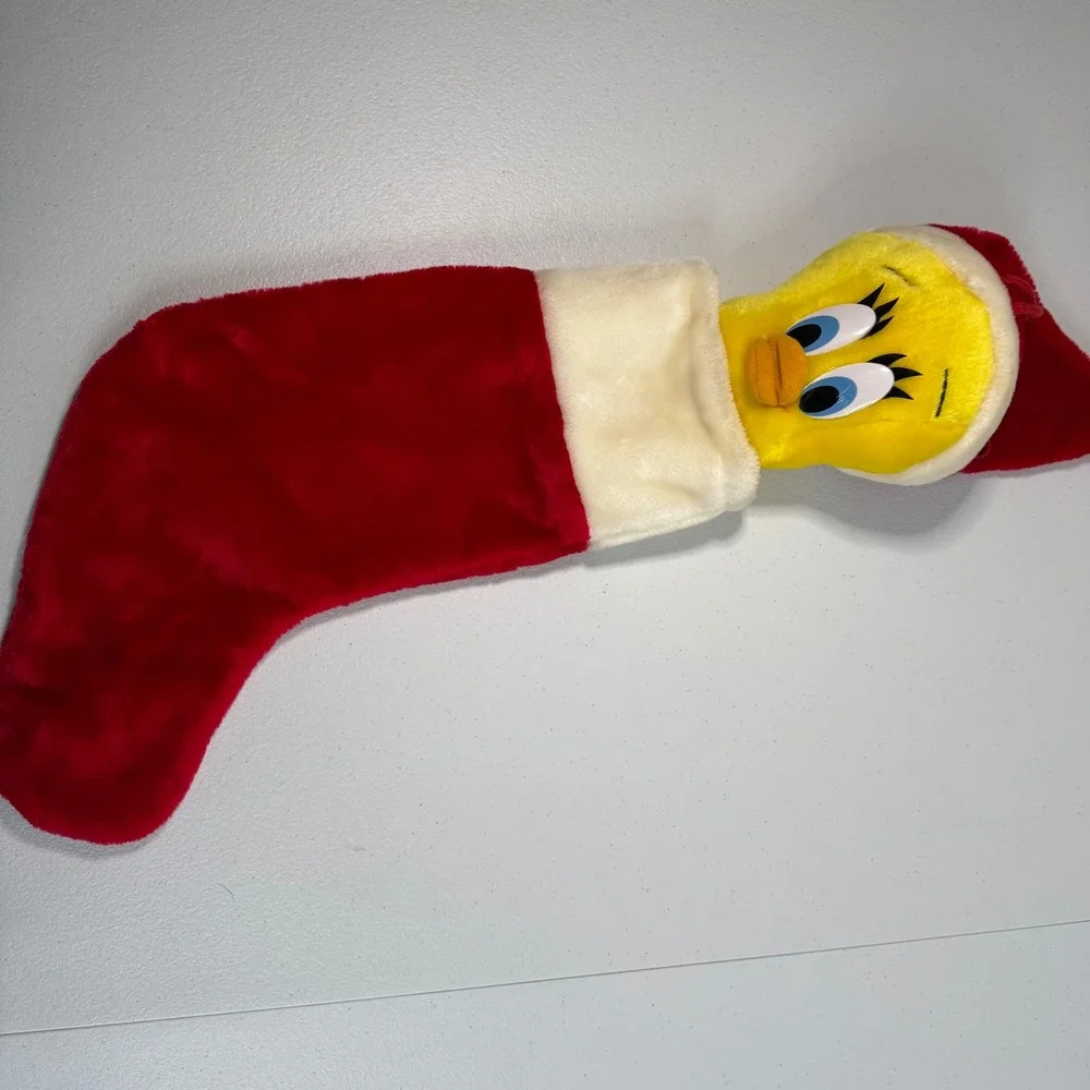 Vintage Tweety Bird Christmas Stocking Looney Tunes Plush Santa Hat Holiday Deco